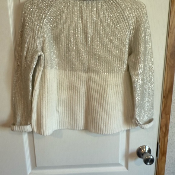 Chico's Silver and Cream Turtleneck Sweater - Picture 2 of 5